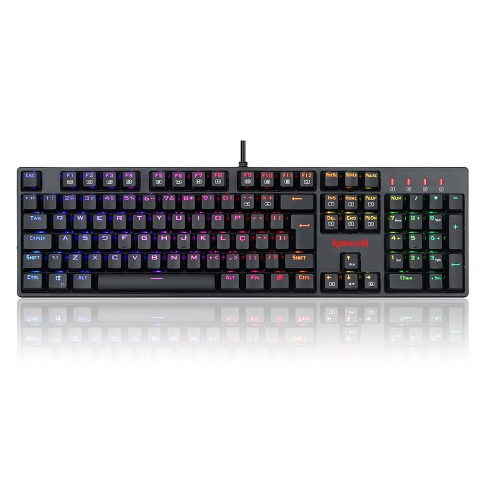 Teclado Mecânico Gamer Redragon Surara Pro, RGB, Switch Redragon Optical Blue, ABNT2, Preto