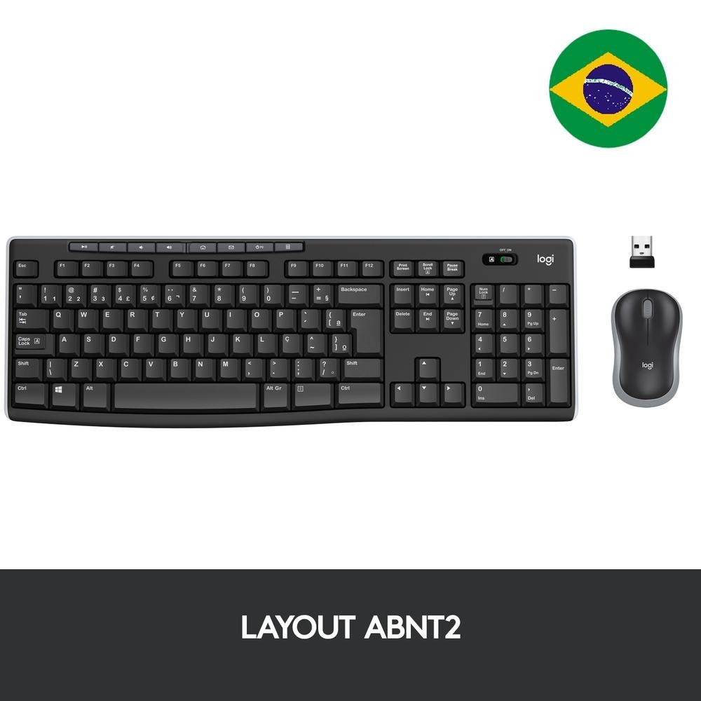 Teclado sem fio Logitech K270 com Teclas de Mídia de Fácil Acesso, Conexão USB, Pilhas Inclusas e Layout ABNT2