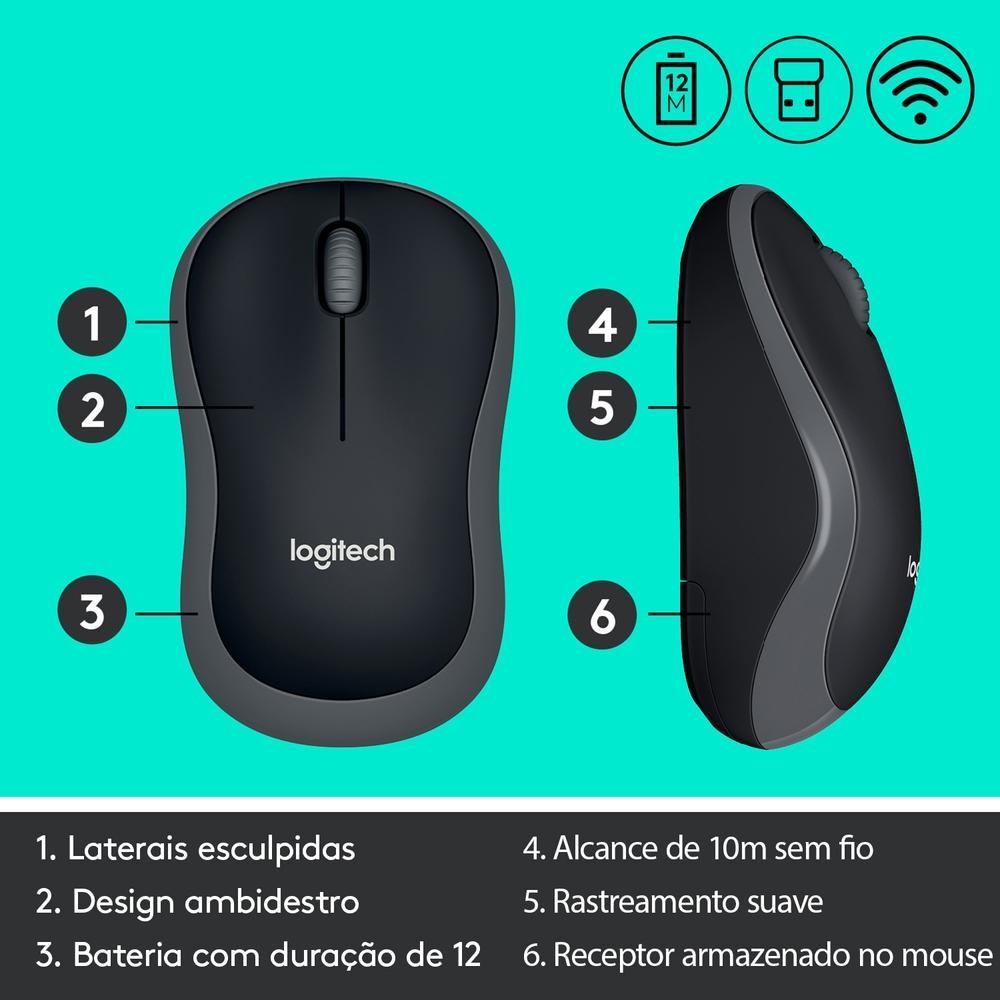 Teclado sem fio Logitech K270 com Teclas de Mídia de Fácil Acesso, Conexão USB, Pilhas Inclusas e Layout ABNT2