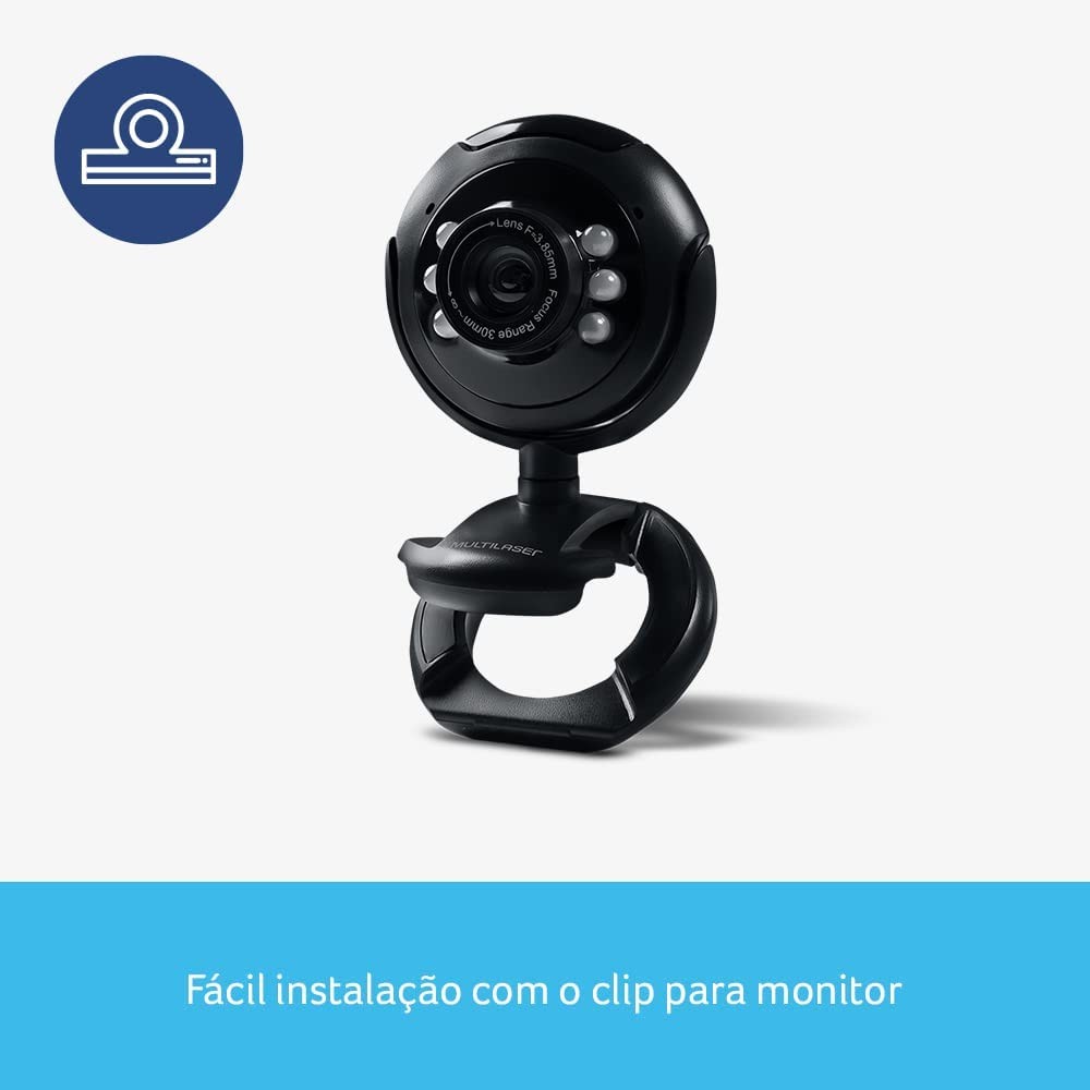 Webcam Multilaser Plug E Play 16Mp Nightvision Microfone Usb Preto