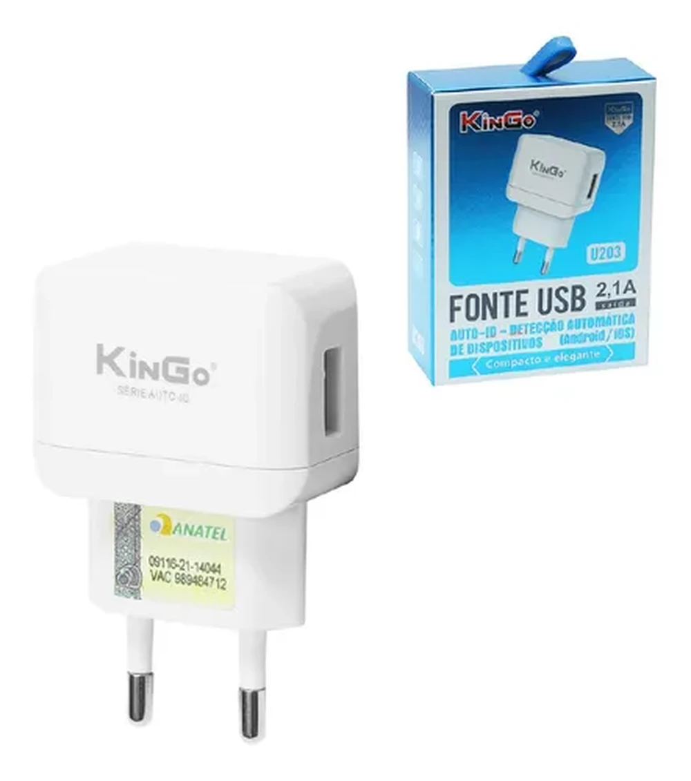 Carregador Usb 5V 2,1A U203 Kingo