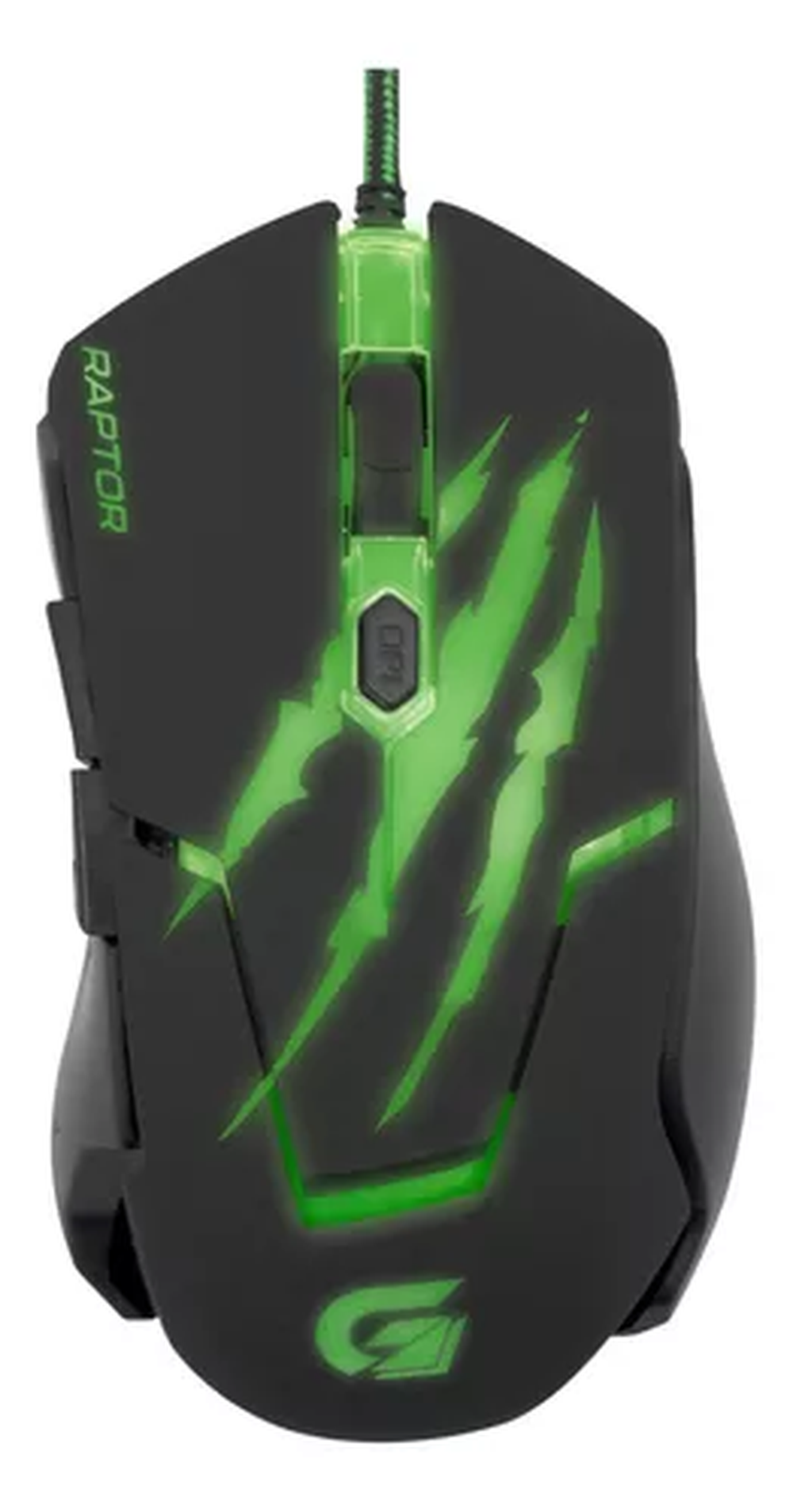 Mouse Gamer USB 3200DPI RAPTOR OM-801 Preto/Verde FORTREK