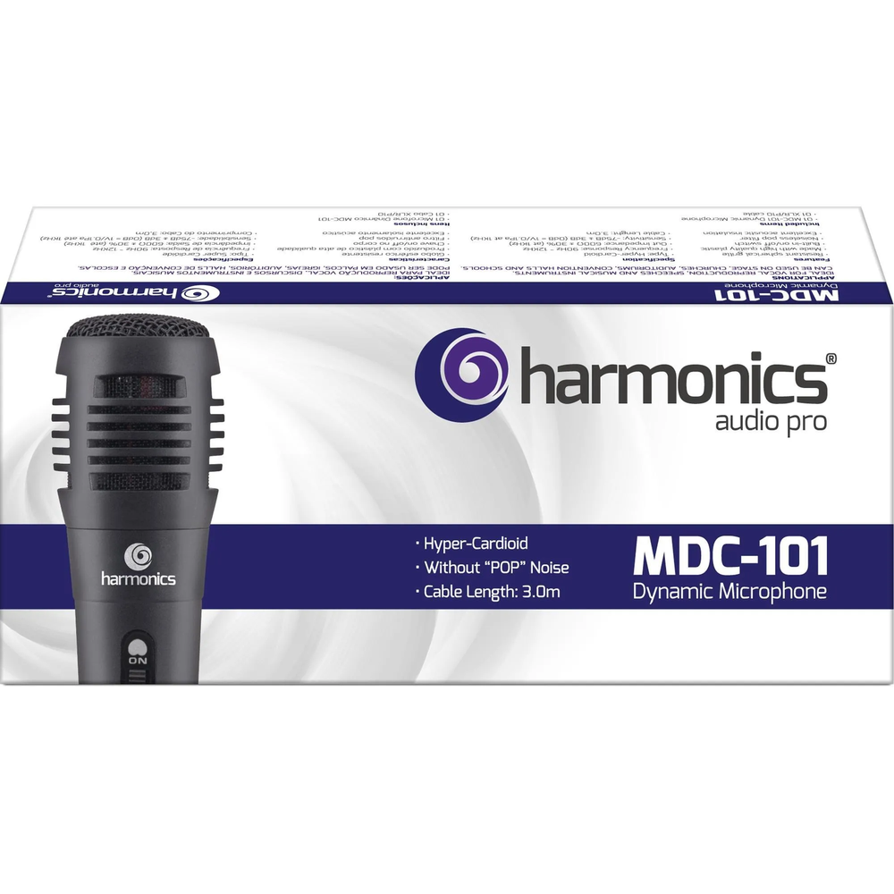 Microfone Dinâmico Supercardióide Harmonics MDC101 Cabo 3m Preto