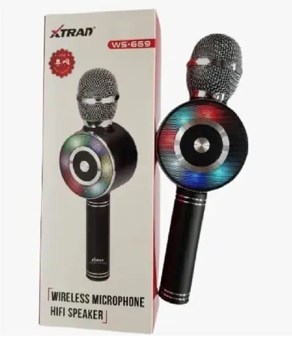 Microfone Karaokê Bluetooth Sd Usb 4 Efeito De Voz Ws-669