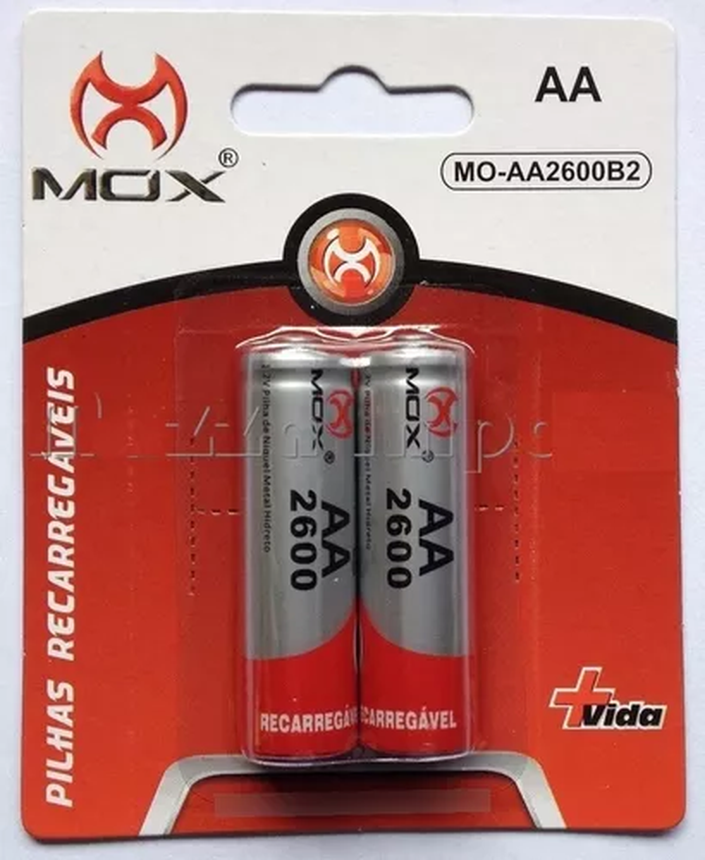 pilhas recarregaveis aa (2600mah) - 2 unidades