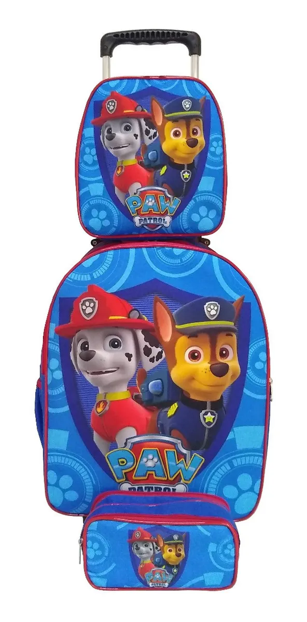 Kit Mochila Carrinho Infantil Escolar Patrulha Canina Chase