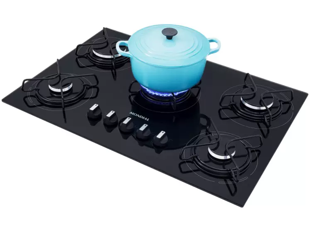 Cooktop 5 Bocas Mondial a Gás GLP Preto - CTG-02            