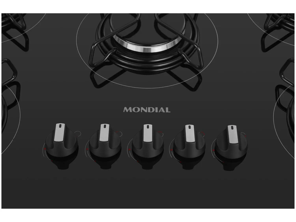 Cooktop 5 Bocas Mondial a Gás GLP Preto - CTG-02            