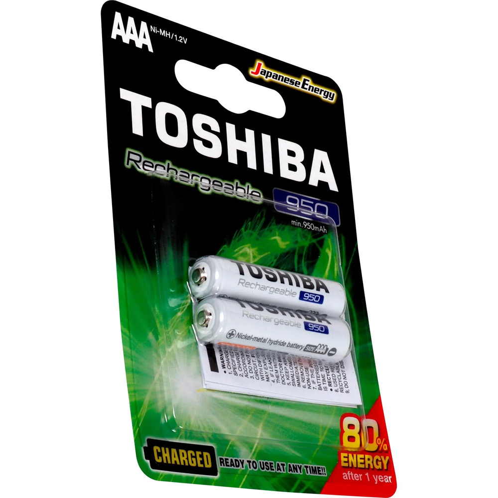 Pilha Recarregável AAA 1,2V 950mAh TNH3GAE TOSHIBA (Cartela com 2 unid.)