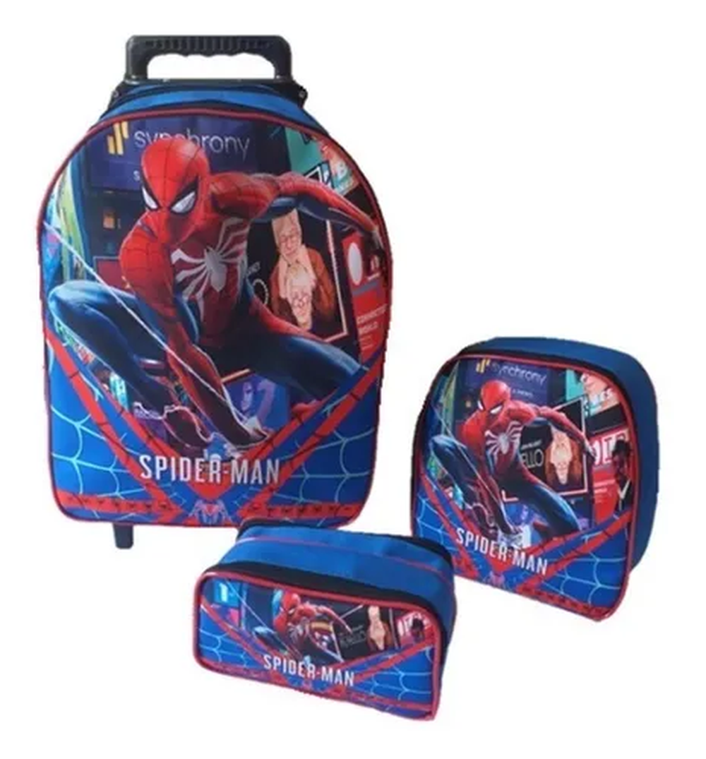 Kit Escolar Mochila Carrinho Infantil - Homem Aranha