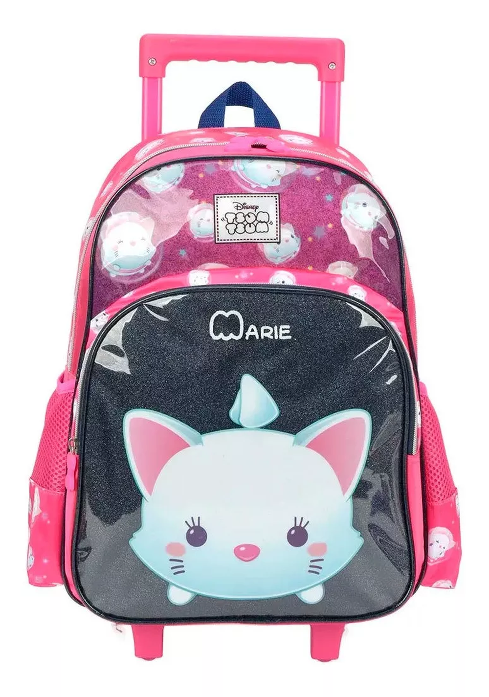 Mochila Escolar Infantil Com Rodinhas Tsum Tsum Marie Pink