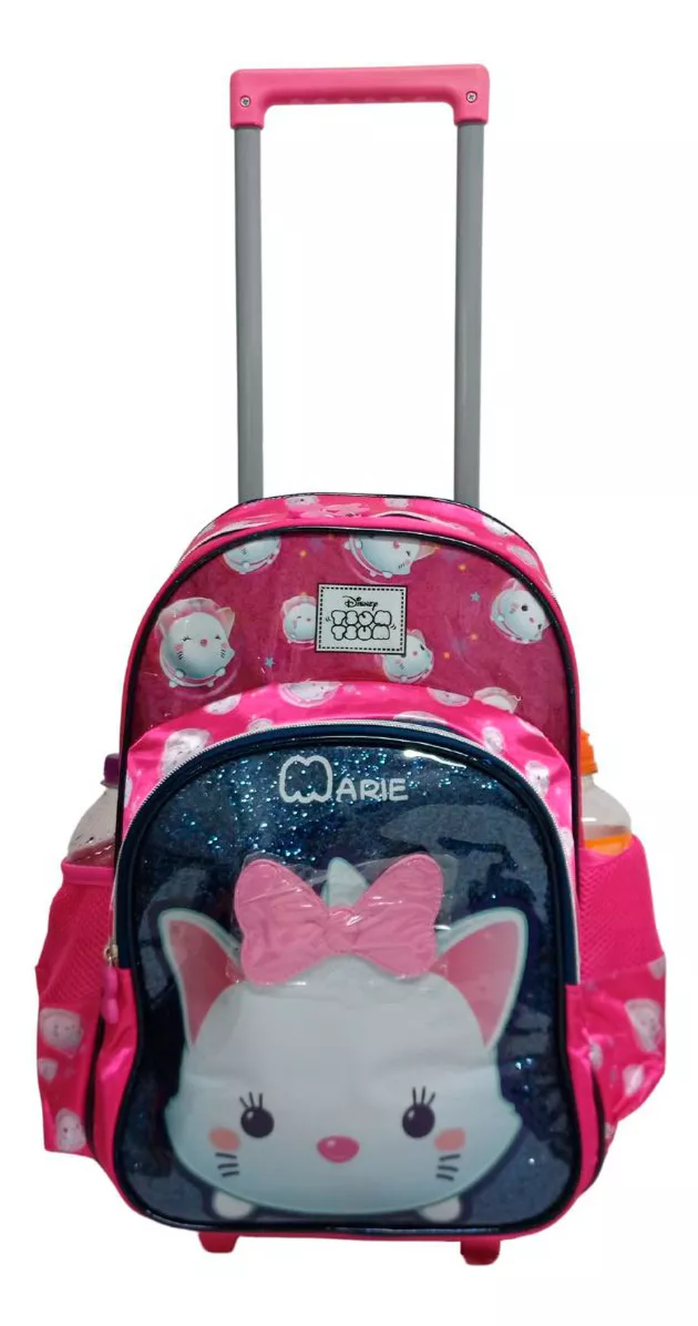 Mochila Escolar Infantil Com Rodinhas Tsum Tsum Marie Pink