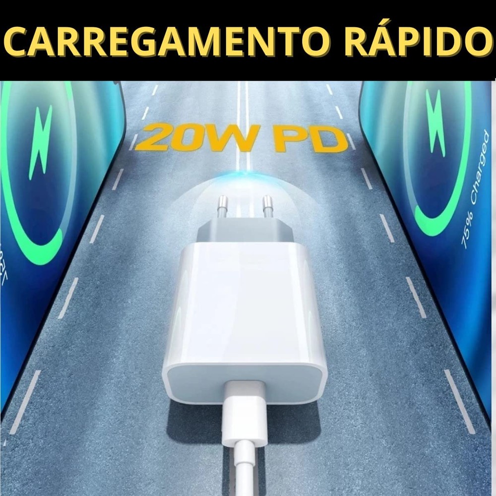 KIT Carregador Turbo USB-C para Iphone 20W + CABO USB-C iOS