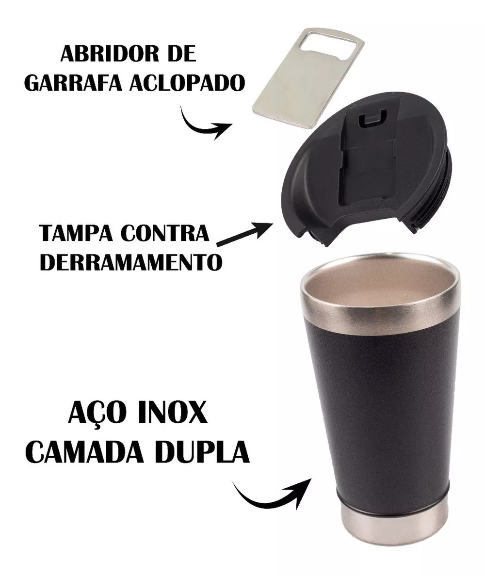 Copo Térmico Para Cerveja Café Chá Chopp 473ml C/ Tampa