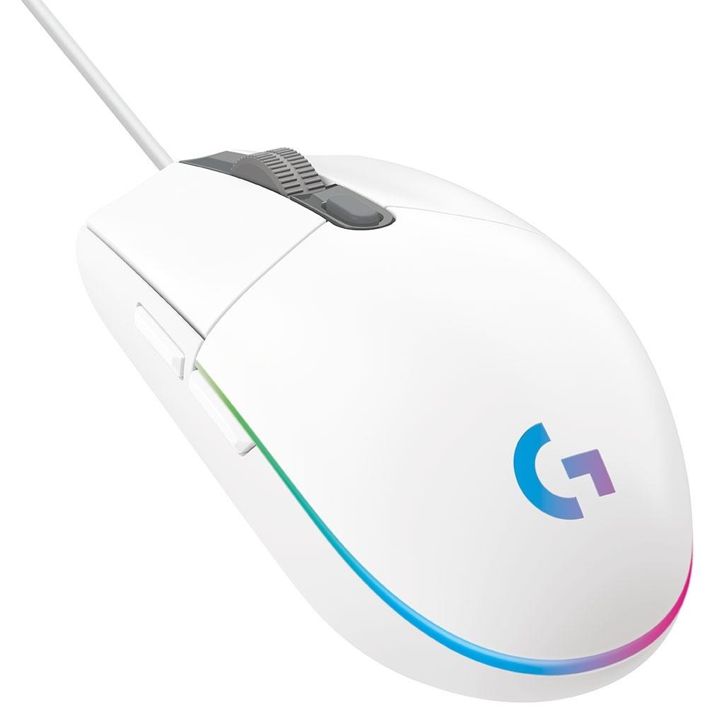 Mouse Gamer Logitech G203 LIGHTSYNC RGB, Efeito de Ondas de Cores, 6 Botões Programáveis e Até 8.000 DPI, Branco