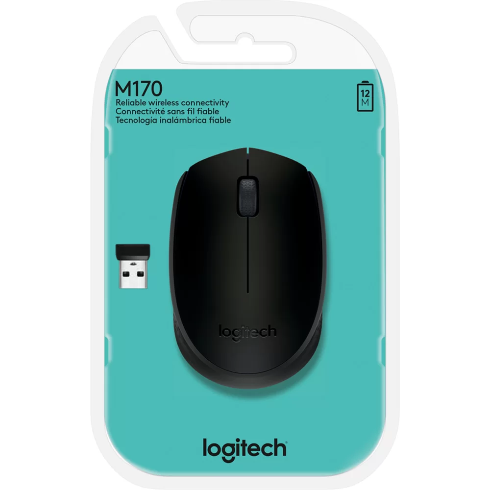 Mouse sem fio Logitech M170 Preto com Grafite