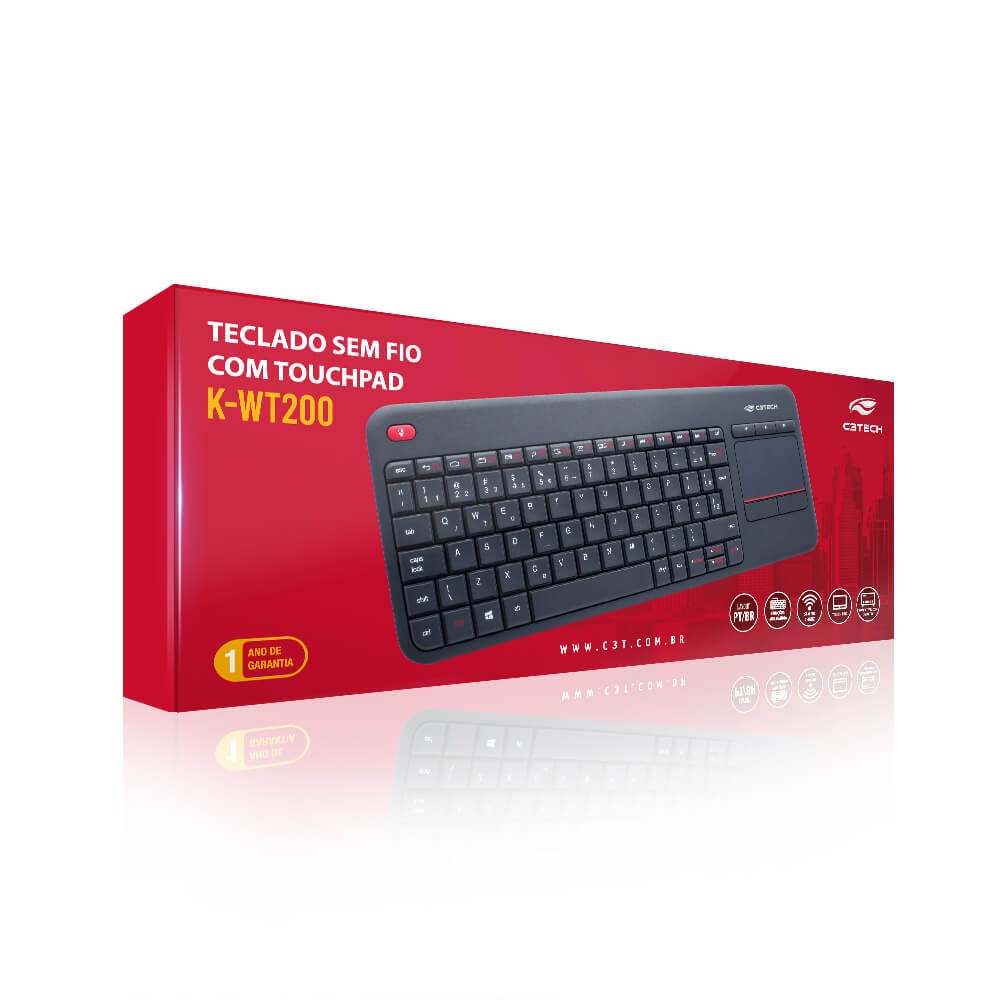 Teclado Sem Fio C3 Tech Com Touchpad K-wt200bk