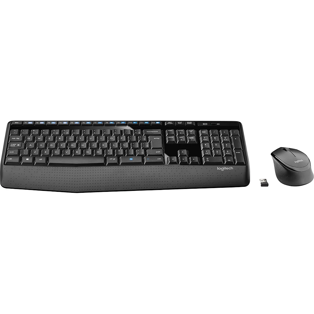 Kit wireless Combo Teclado e Mouse sem fio Logitech MK345 com Teclado com Apoio para as Mãos e Mouse Destro - Conexão US