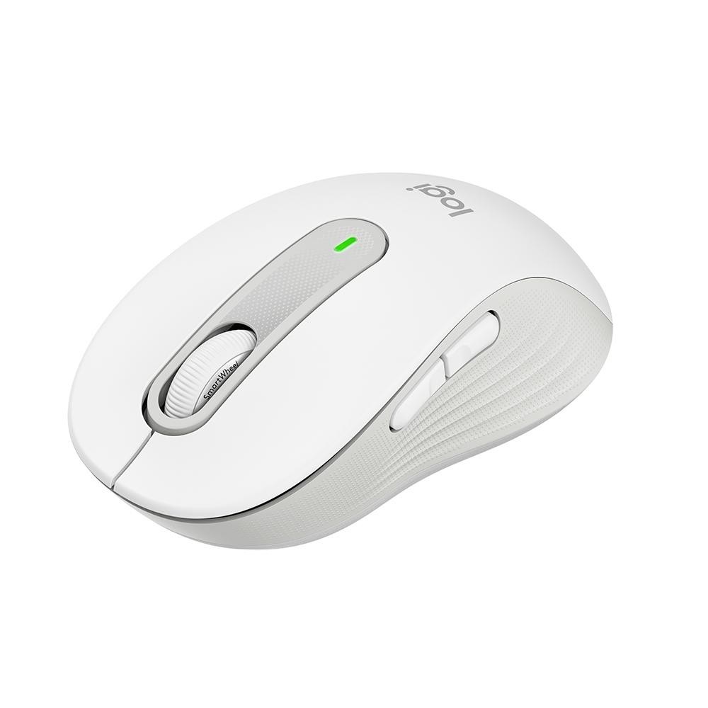 Mouse Sem Fio Logitech Signature M650 Branco, 2000 DPI, Compacto, 5 Botões, Silencioso, Bluetooth, USB