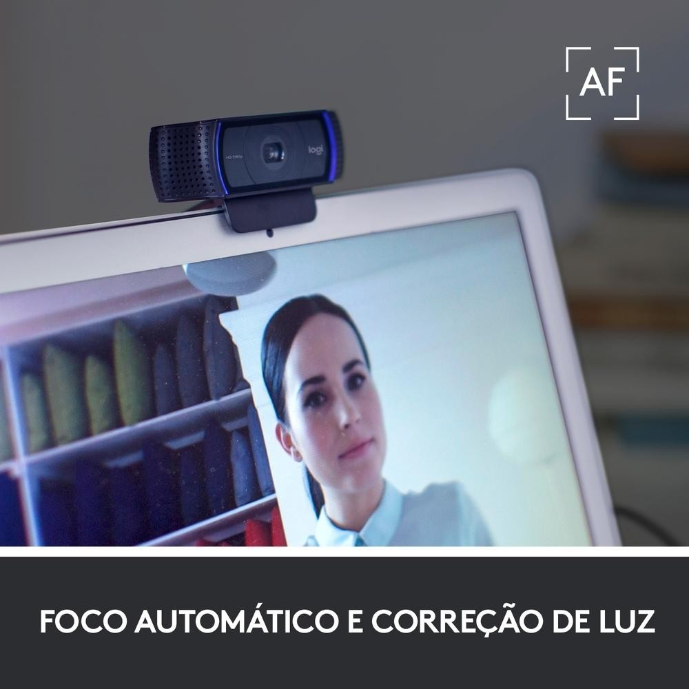 Webcam Full HD Logitech C920s com Microfone Embutido, Widescreen 1080p