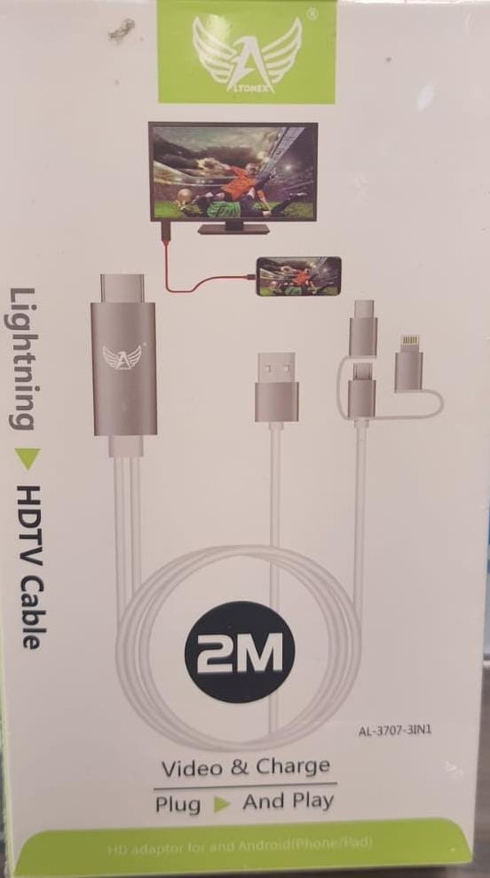 Cabo Hdmi 3 x 1 Iphone Tipo C e V8 (AL-3707-3IN1)