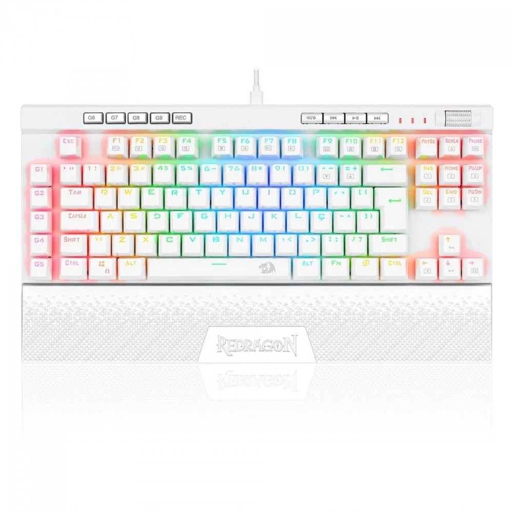 Teclado Mecânico Gamer Redragon K587 Magic-Wand Pro RGB, Switch Blue, White, ABNT, TKL, K587W-RGB-PRO (PT-BLUE)