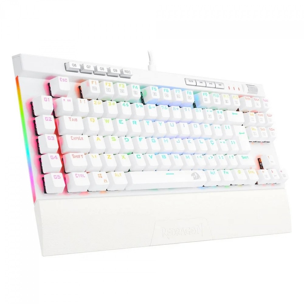 Teclado Mecânico Gamer Redragon K587 Magic-Wand Pro RGB, Switch Blue, White, ABNT, TKL, K587W-RGB-PRO (PT-BLUE)