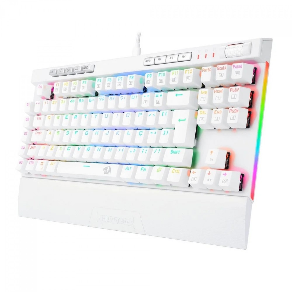 Teclado Mecânico Gamer Redragon K587 Magic-Wand Pro RGB, Switch Blue, White, ABNT, TKL, K587W-RGB-PRO (PT-BLUE)