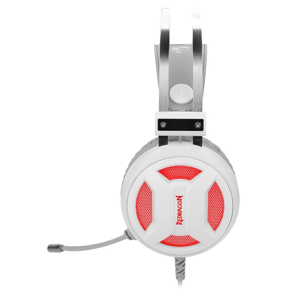 Headset Gamer Redragon Minos Lunar Branco, H210W USB, Driver 50mm, Plug And Play