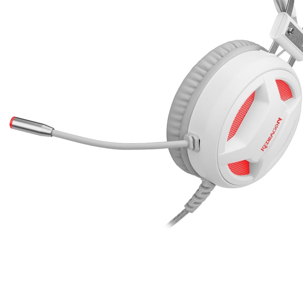 Headset Gamer Redragon Minos Lunar Branco, H210W USB, Driver 50mm, Plug And Play