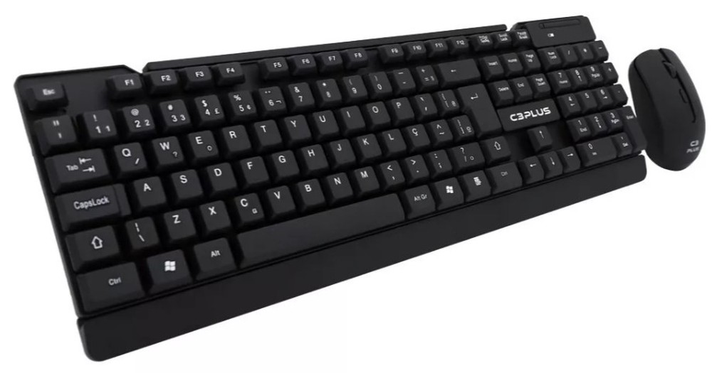 Kit Teclado E Mouse Sem Fio C3Plus K-W11 Preto - C3tech