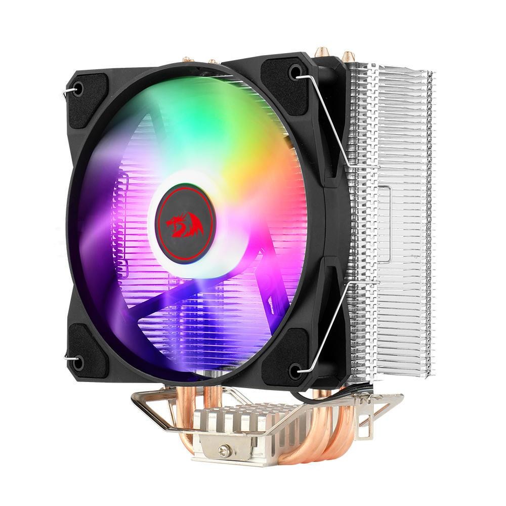 Cooler Para Processador Redragon TYR CC-9104, LED Rainbown, Intel e AMD, 120mm, PWM, FAN, 4 Heat Pipes, TDP 130W 