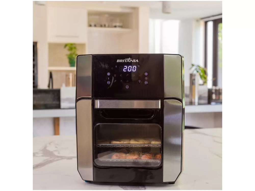 Fritadeira Elétrica sem Óleo/Air Fryer Britânia - Oven BFR2100 Preta 12L com Timer 220V            