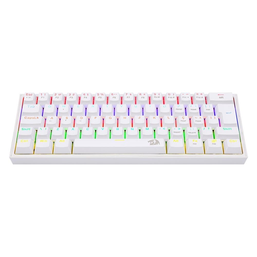 Teclado Mecânico Gamer Redragon Fizz, Rainbow, Switch Brown, Branco,K617-RW (PT-BROWN)