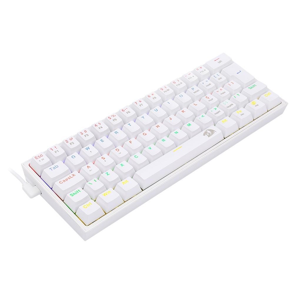 Teclado Mecânico Gamer Redragon Fizz, Rainbow, Switch Brown, Branco,K617-RW (PT-BROWN)