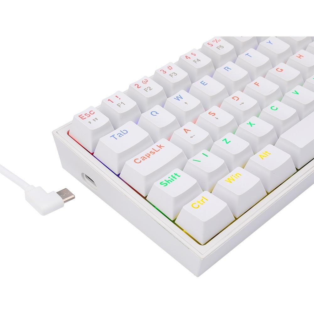 Teclado Mecânico Gamer Redragon Fizz, Rainbow, Switch Brown, Branco,K617-RW (PT-BROWN)