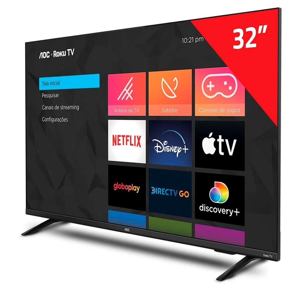 Smart TV 32 Polegadas AOC Roku HD LED, 3 HDMI, 1 USB, Wi-Fi - 32S5135/78G