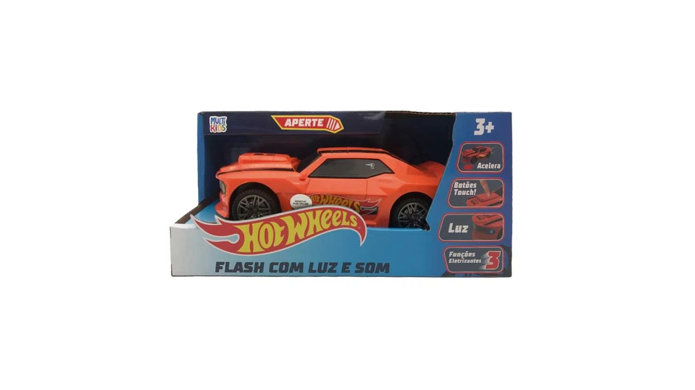 Hot Wheels Carro Flash Laranja com Luz e Som Multikids BR1824