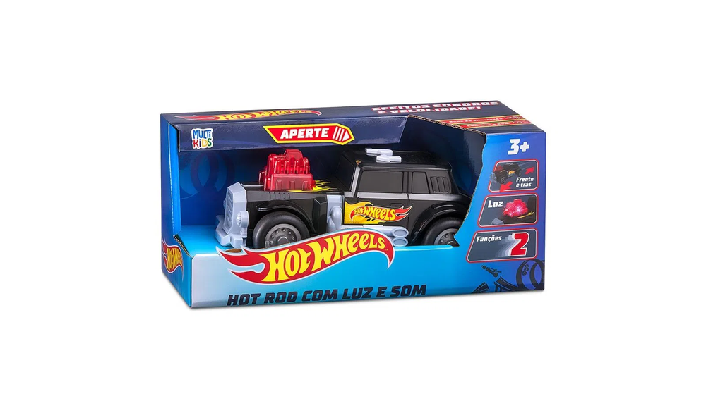 Hot Wheels Carros Hot Rod Preto com Luz e Som Multikids BR1823