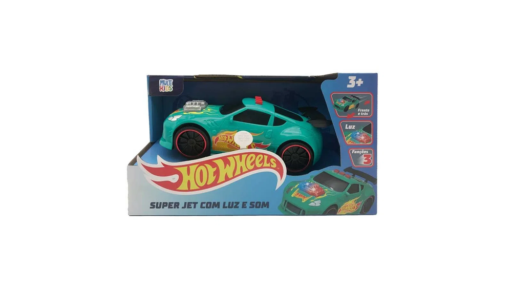 Hot Wheels Carro Super Jet Verde com Luz e Som Multikids BR1822