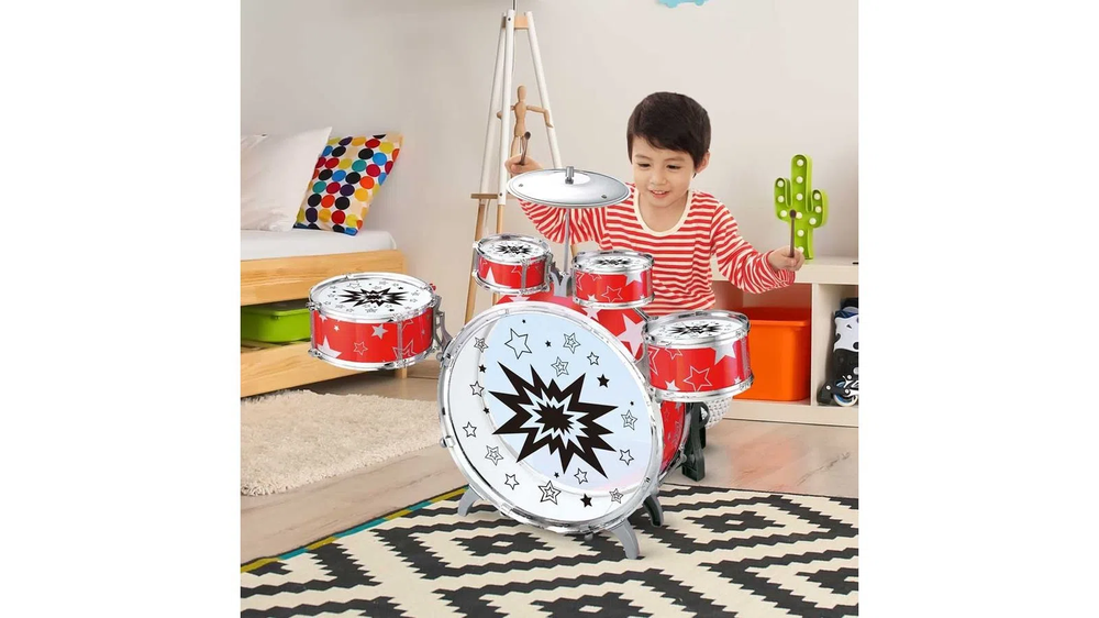 Super Bateria Rock Star Vermelho Dó Ré Mi Fun Multikids BR1533