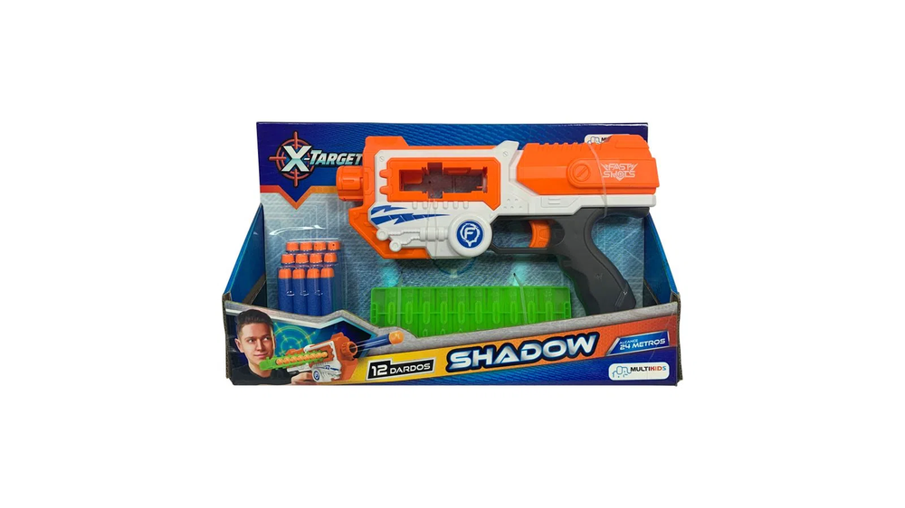 Lançador de Dardos X-Target Shadow Com 12 Dardos Multikids BR1455