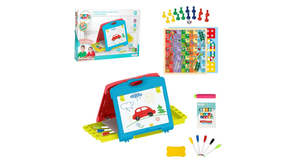 Lousa Magica Maleta 2 em 1 Play e Learn Multikids BR1215