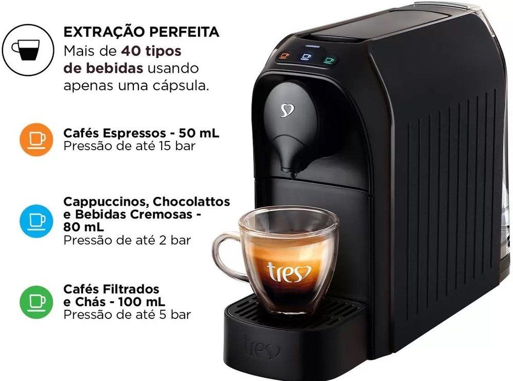 Cafeteira Espresso TRES 3 Corações Passione Preto - 220V