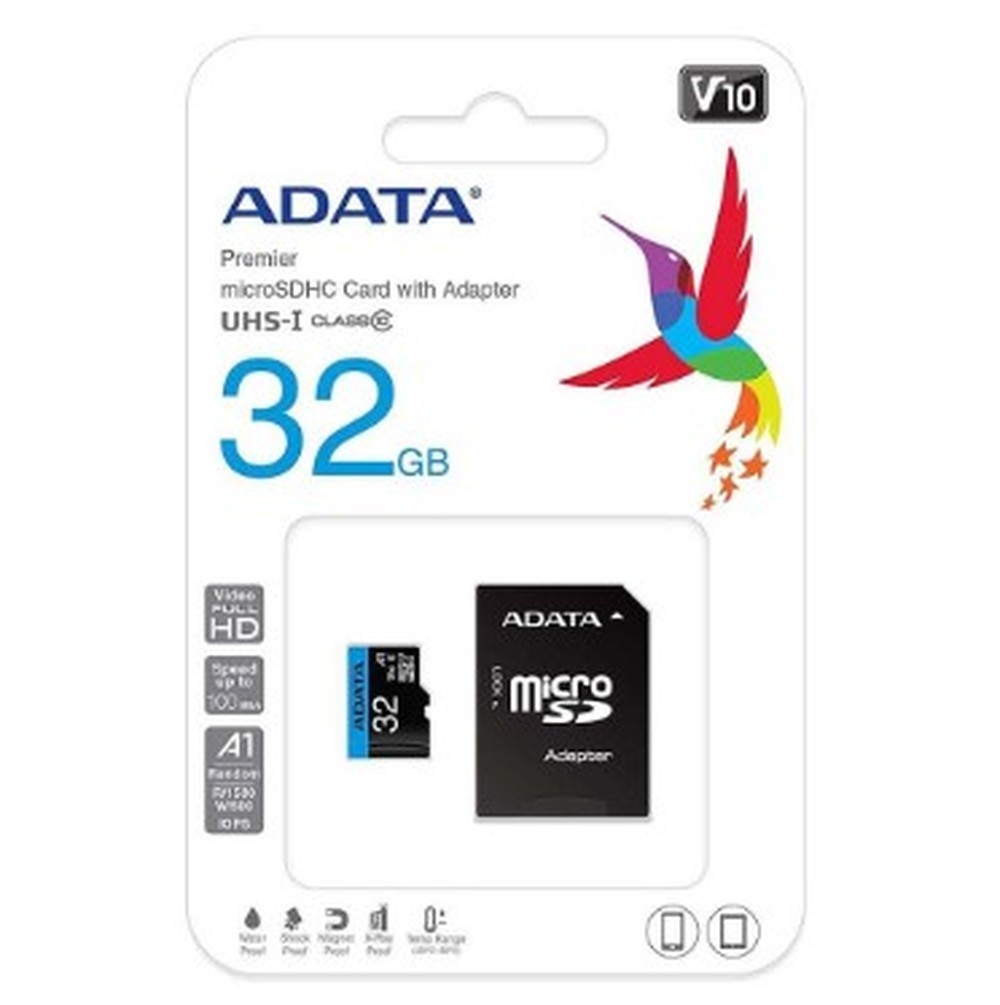 Cartao De Memoria SD ADATA Class 10UHSI 32GB MICRO + Adaptador AUSDH32GUICL10RA1