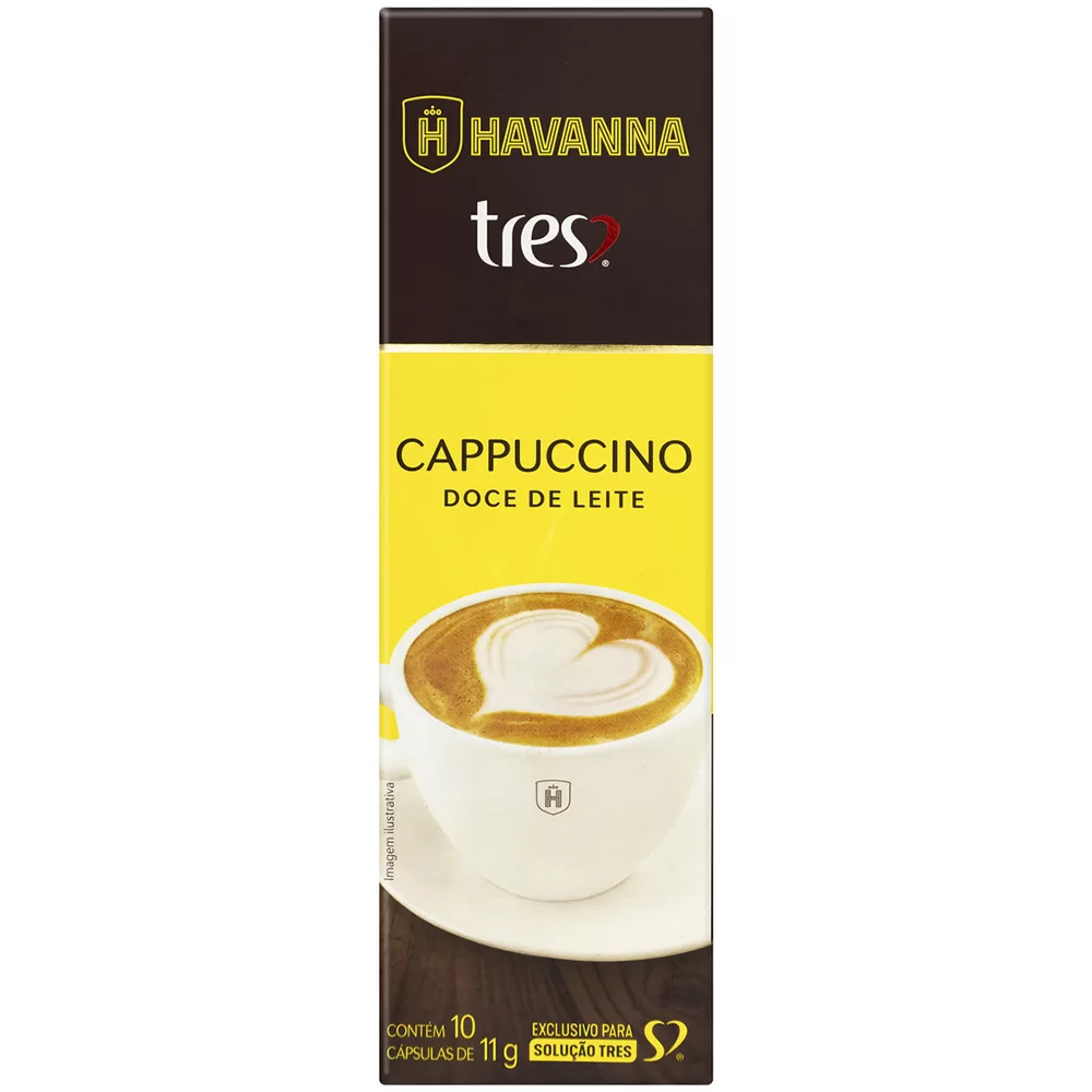 Cápsula de cappuccino, Doce de leite Havanna, Compatível com Cafeteira Tres, 3 Tres corações - CX 10 UN