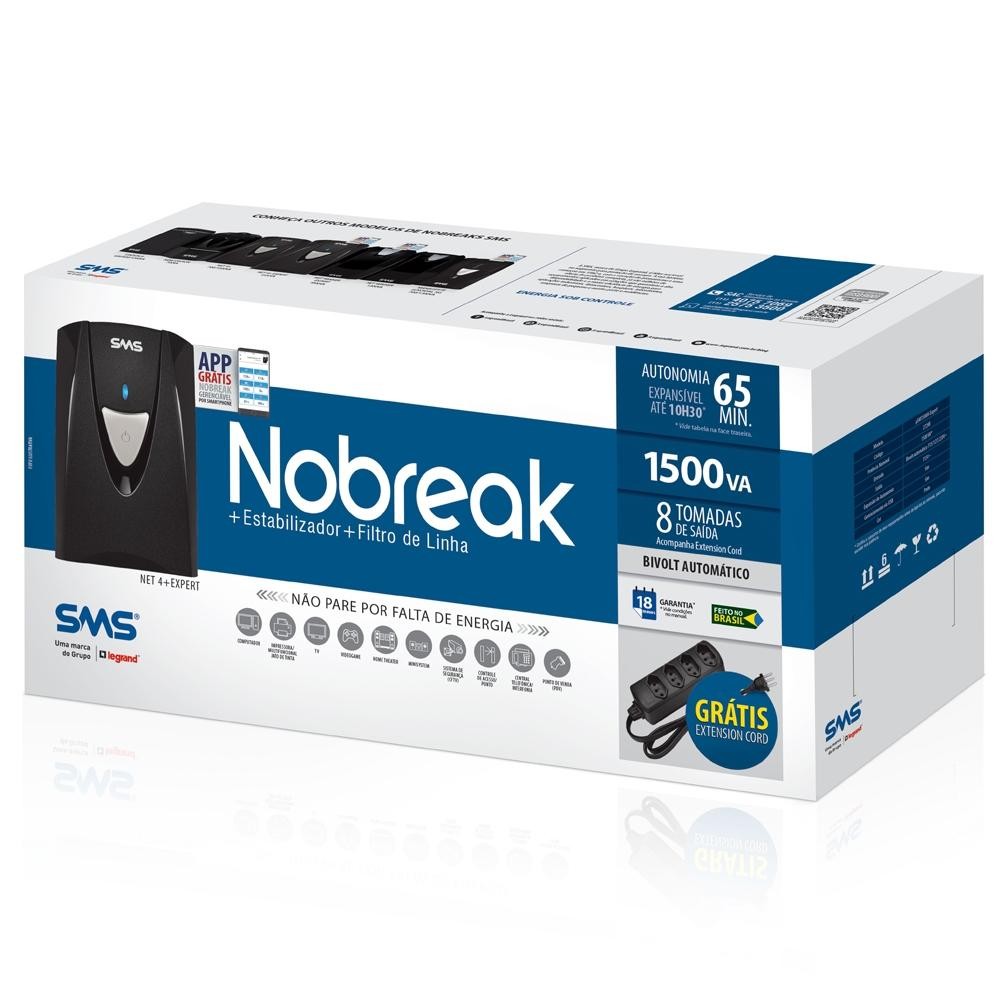Nobreak Net4+ Usm1500Bi 115 Expert, SMS, 27298, Preto