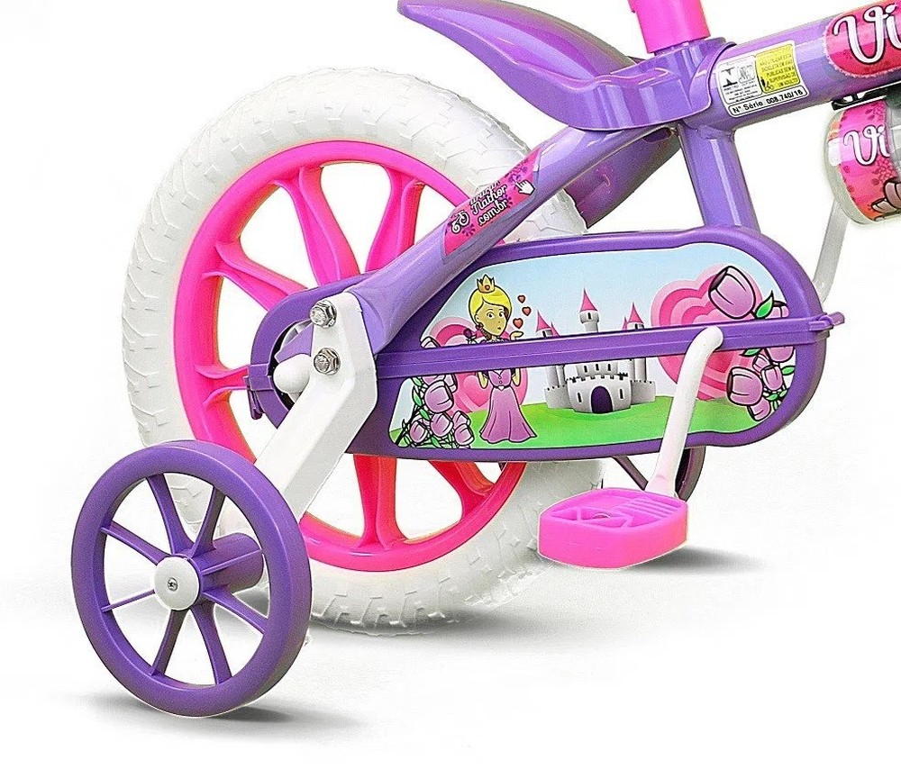 Bicicleta Infantil Nathor Aro 12 Violeta com Rodinhas Laterais