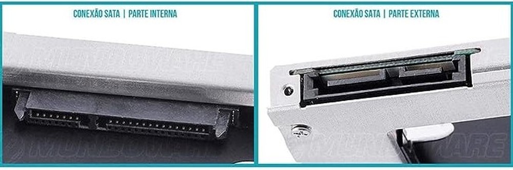 Adaptador Caddy de 12.7mm Bandeja Interna Substitui Drive de DVD por Segundo HD ou SSD 2.5