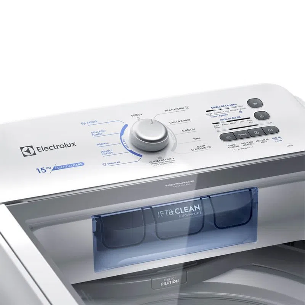 Máquina de Lavar 15kg Electrolux Essential Care com Cesto Inox, Jet&Clean e Ultra Filter (LED15)